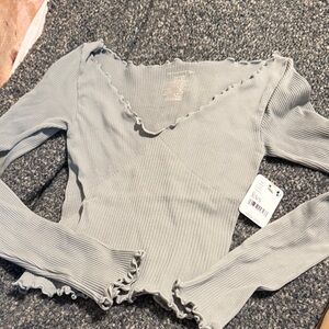 Free people intimately Women's Gray Ribbed Long Sleeve Top size xs/s